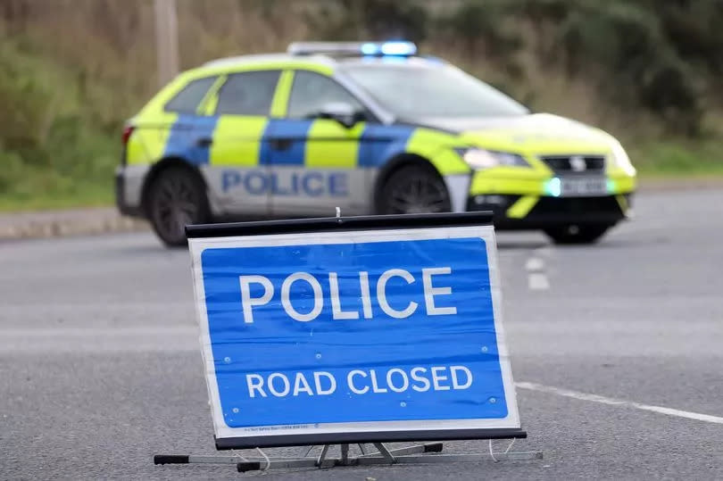 Road closure stock image