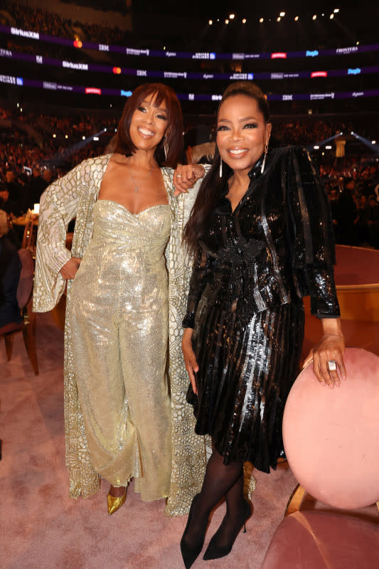 LOS ANGELES, CALIFORNIA - FEBRUARY 04: (L-R) Gayle King and Oprah Winfrey attend the 66th GRAMMY Awards at Crypto.com Arena on February 04, 2024 in Los Angeles, California. (Photo by Johnny Nunez/Getty Images for The Recording Academy)<p>Johnny Nunez/Getty Images</p>