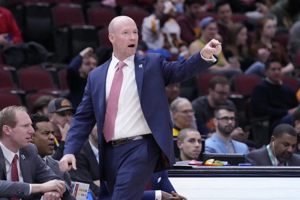 Maryland head coach Kevin Willard directs his team during the second half of an NCAA college basketball game against Minnesota at the Big Ten men's tournament, Thursday, March 9, 2023, in Chicago. (AP Photo/Charles Rex Arbogast)