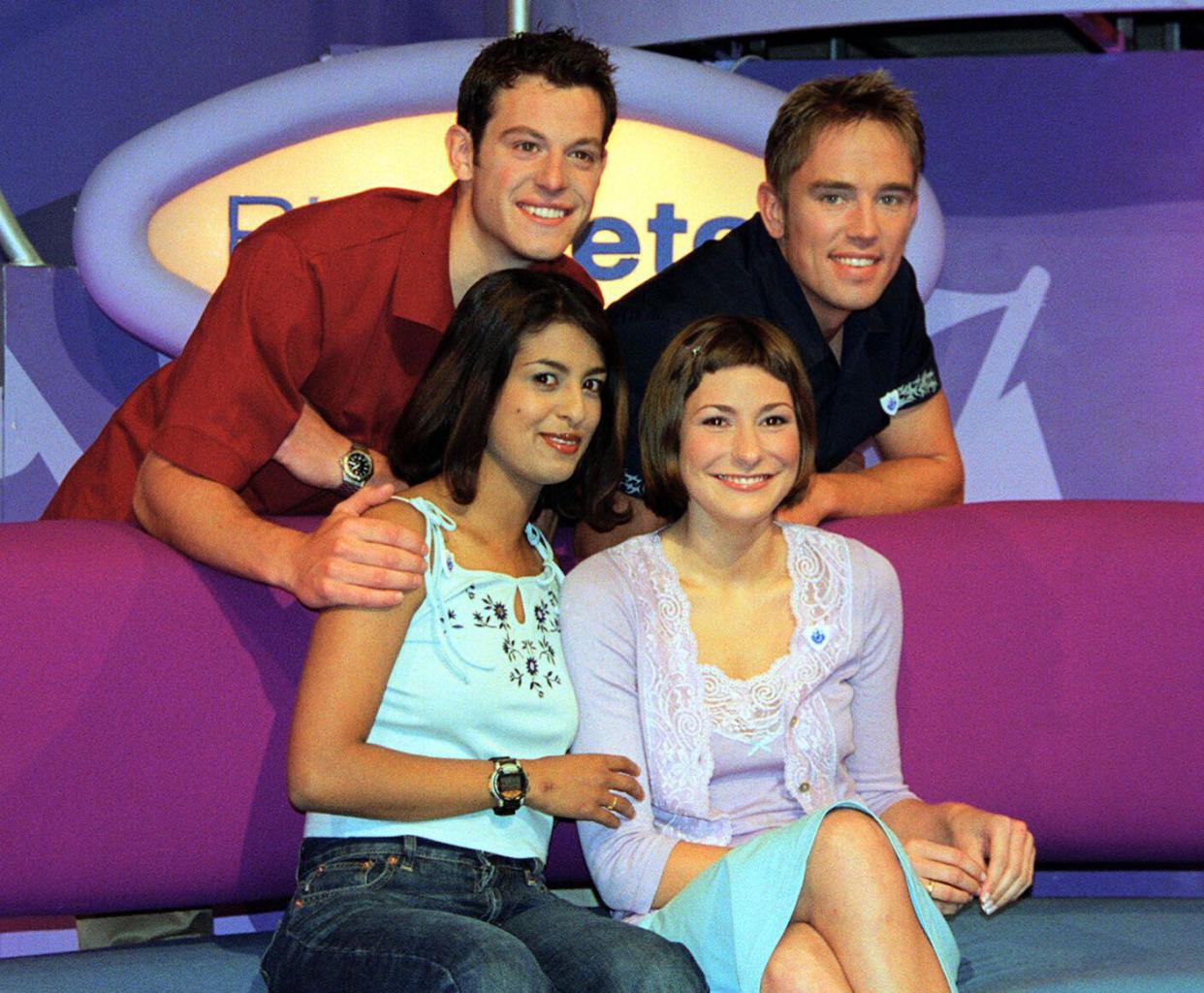 New Blue Peter member Liz Barker sits in the studio in London with Matt Barker (Top l) , Simon Thomas,  Konnie Huq (bottom l). The long running BBC children's show is currently in it's 42nd series.  * It stands as the longest continuously running children's programme in the world. 