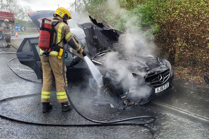 Kevin Bull's Mercedes E350, which burst into flames