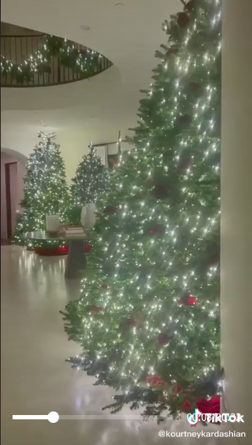 Christmas trees on two levels of the home