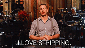 Channing Tatum on SNL saying "I love stripping"