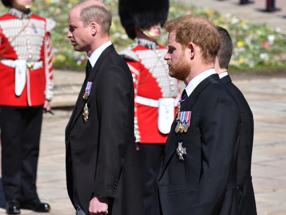 Prince William and Prince Harry at Prince Philip's funeral