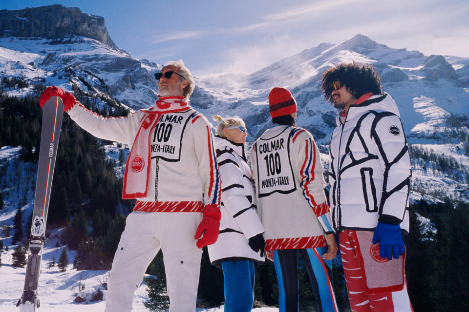 Joshua vides colmar ski clothes capsule knit artist art Caso Di Neve the race is on campaign vest skis erwin stricker 