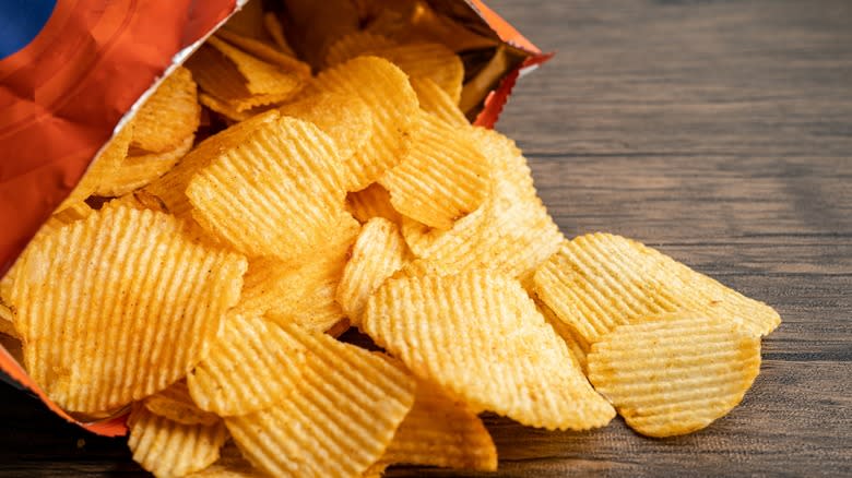 Potato chips on a table