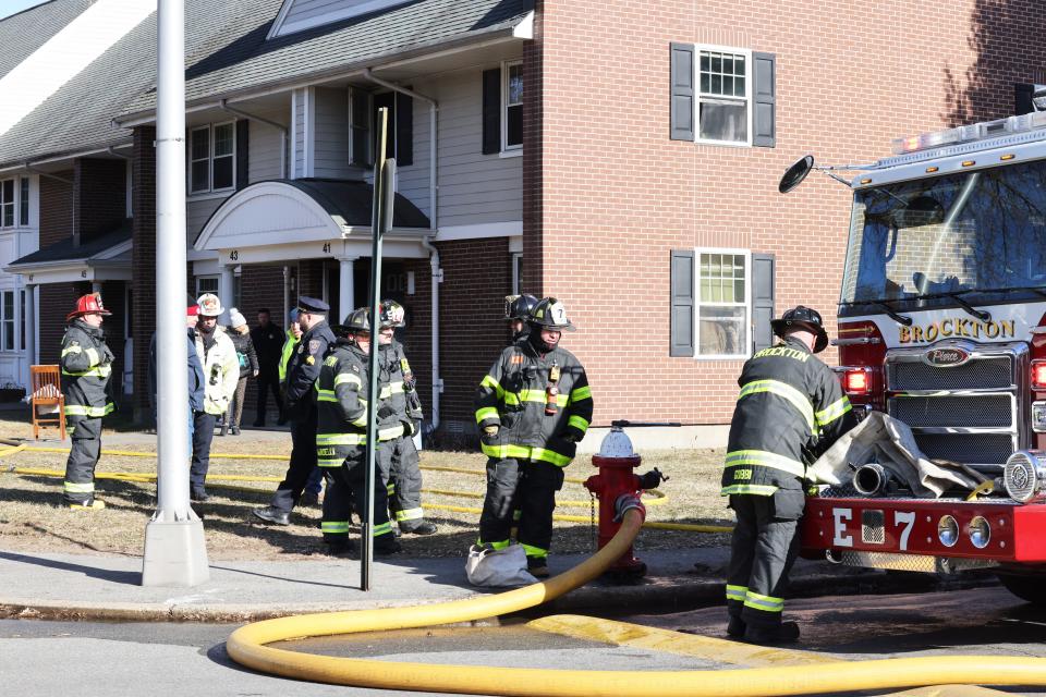 A woman was hospitalized after a fire broke out at 41 Stillman Ave. in Brockton on Saturday, Jan. 15, 2022.