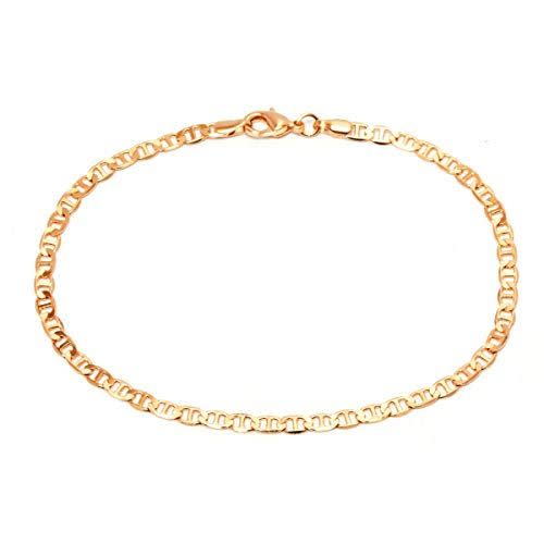 2) Womens Gold Anklet Flat Mariner