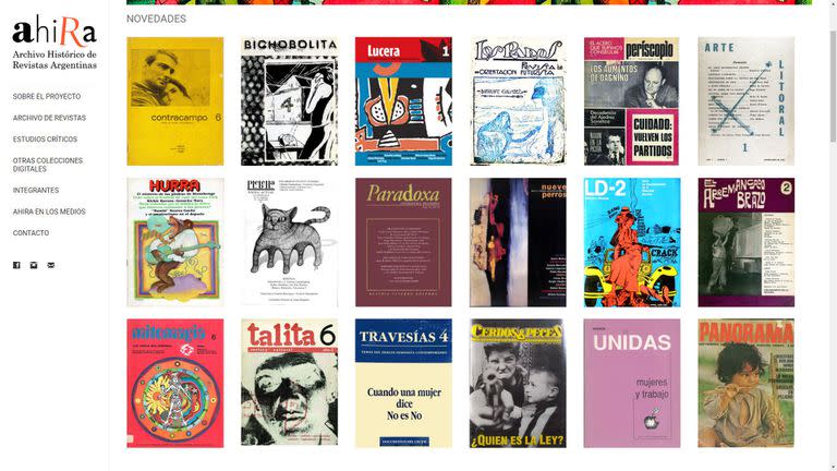 La página de AHIRA, el archivo histórico de revistas argentinas