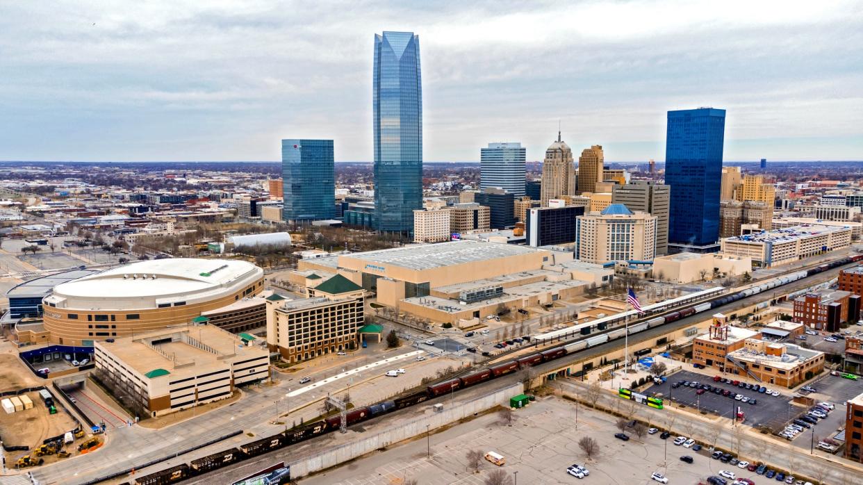 The downtown Oklahoma City skyline is shown in this February photo.