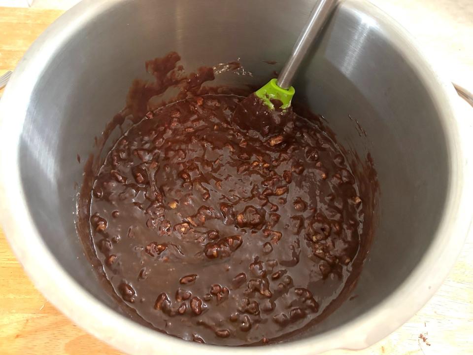 Making batter for Ina Garten's Outrageous Brownies