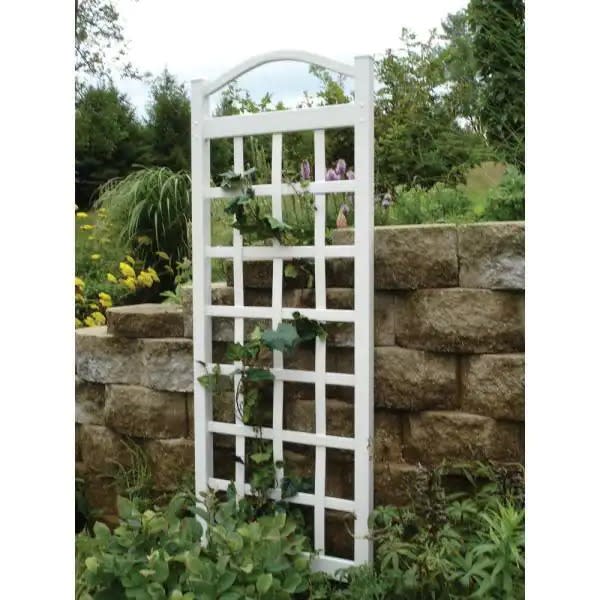 Dura-Tel white vinyl trellis, garden landscaping