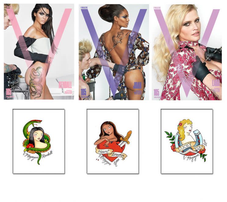 V Magazine covers and tattoo samples