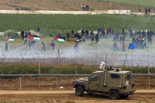 Israel's army said around 40,000 "rioters and demonstrators" had gathered in spots throughout the border