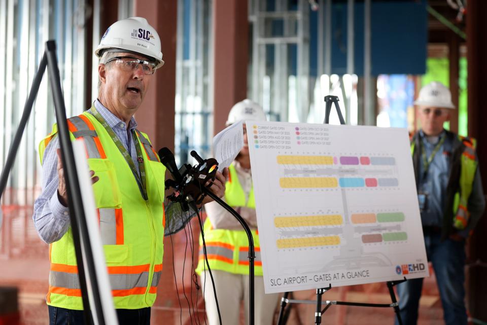 Bill Wyatt, Salt Lake City International Airport executive director, talks to media during a press conference about phase three of construction and new vendors for Concourse B at the Salt Lake City International Airport in Salt Lake City on Tuesday, June 20, 2023. | Kristin Murphy, Deseret News