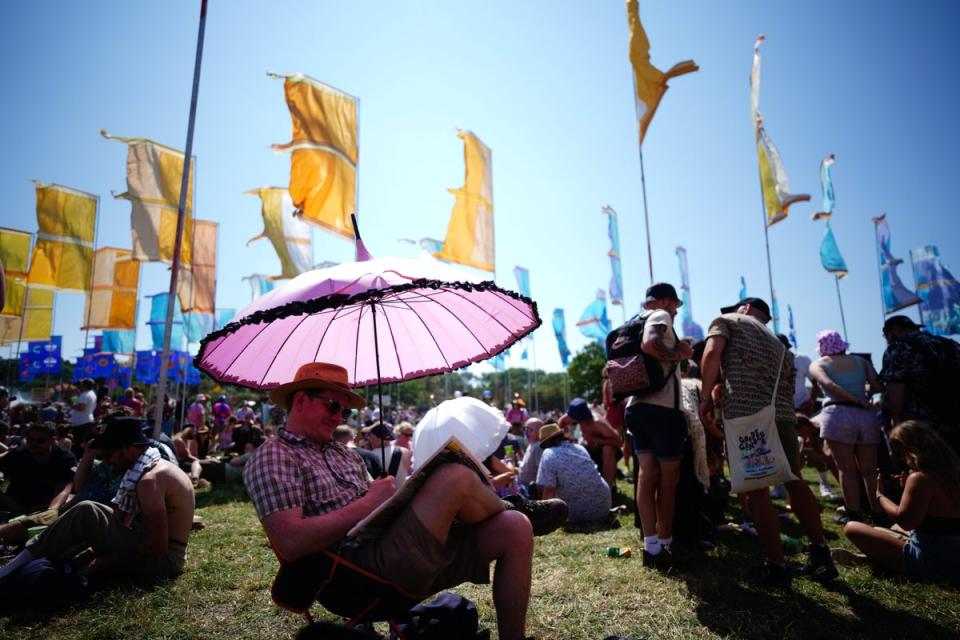Festivalgoers at Worthy Farm in Somerset (Ben Birchall/PA) (PA Wire)