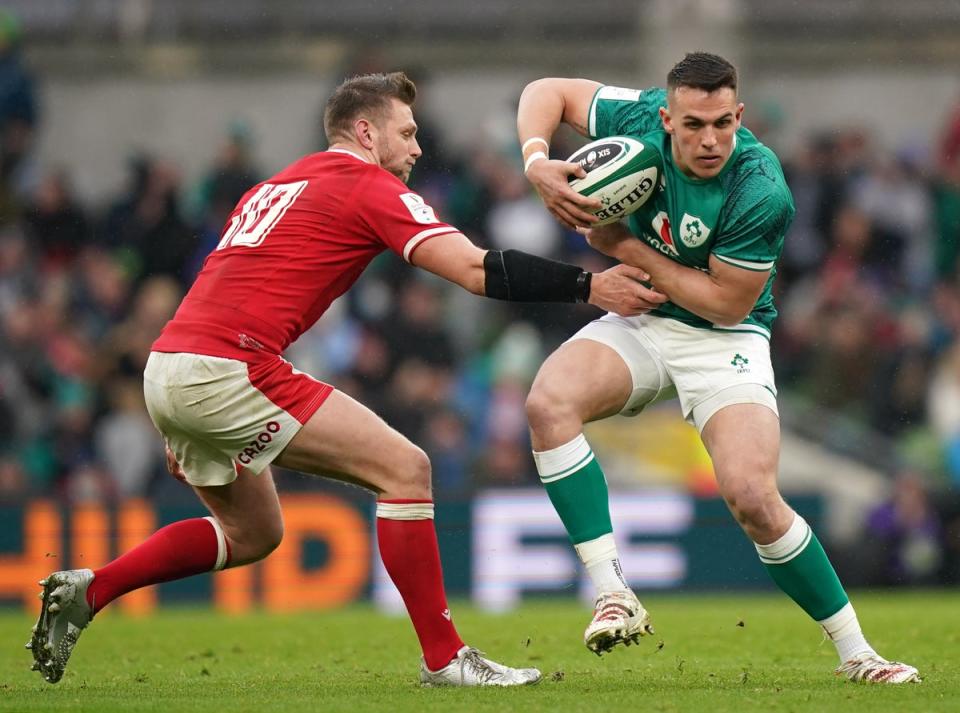 Ireland centre James Hume, right, is awaiting scan results (Niall Carson/PA) (PA Wire)