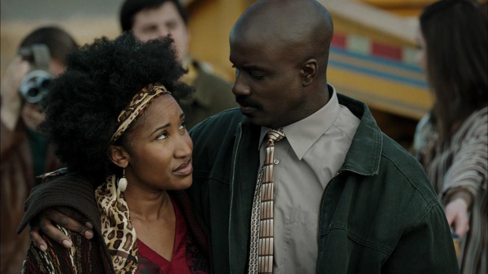 Mike Colter plays an ambitious trucker who takes on an oil company and Safiya Fredericks is his concerned wife in the 1970s true-life drama "I'm Charlie Walker."