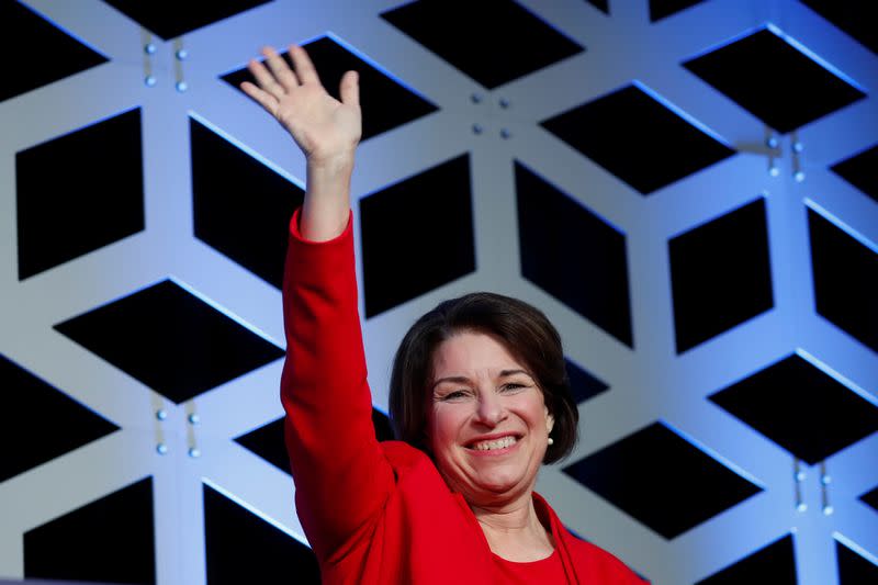 U.S. Democratic presidential candidate Amy Klobuchar speaks at a North Carolina Democratic Party event in Charlotte, North Carolina