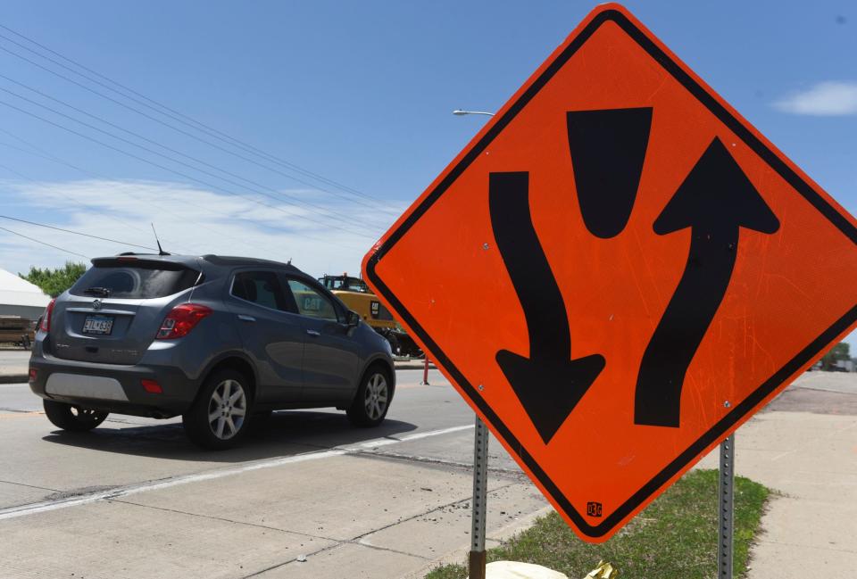 Construction is pictured on Country Road 75 in Waite Park Monday, May 24, 2021. 