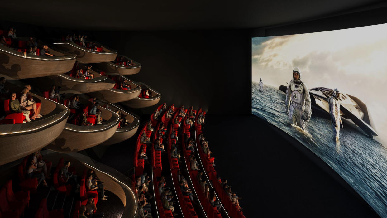 Pod-based cinema viewing is an idea posed by French architecture firm Ōma Cinema. (Credit: Ōma Cinema)