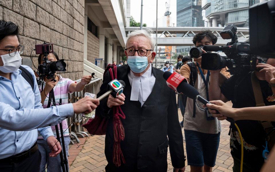 Senior Counsel Clive Grossman, who is representing Tong Ying-kit, leaves the High Court in Hong Kong - MIGUEL CANDELA/Shutterstock 
