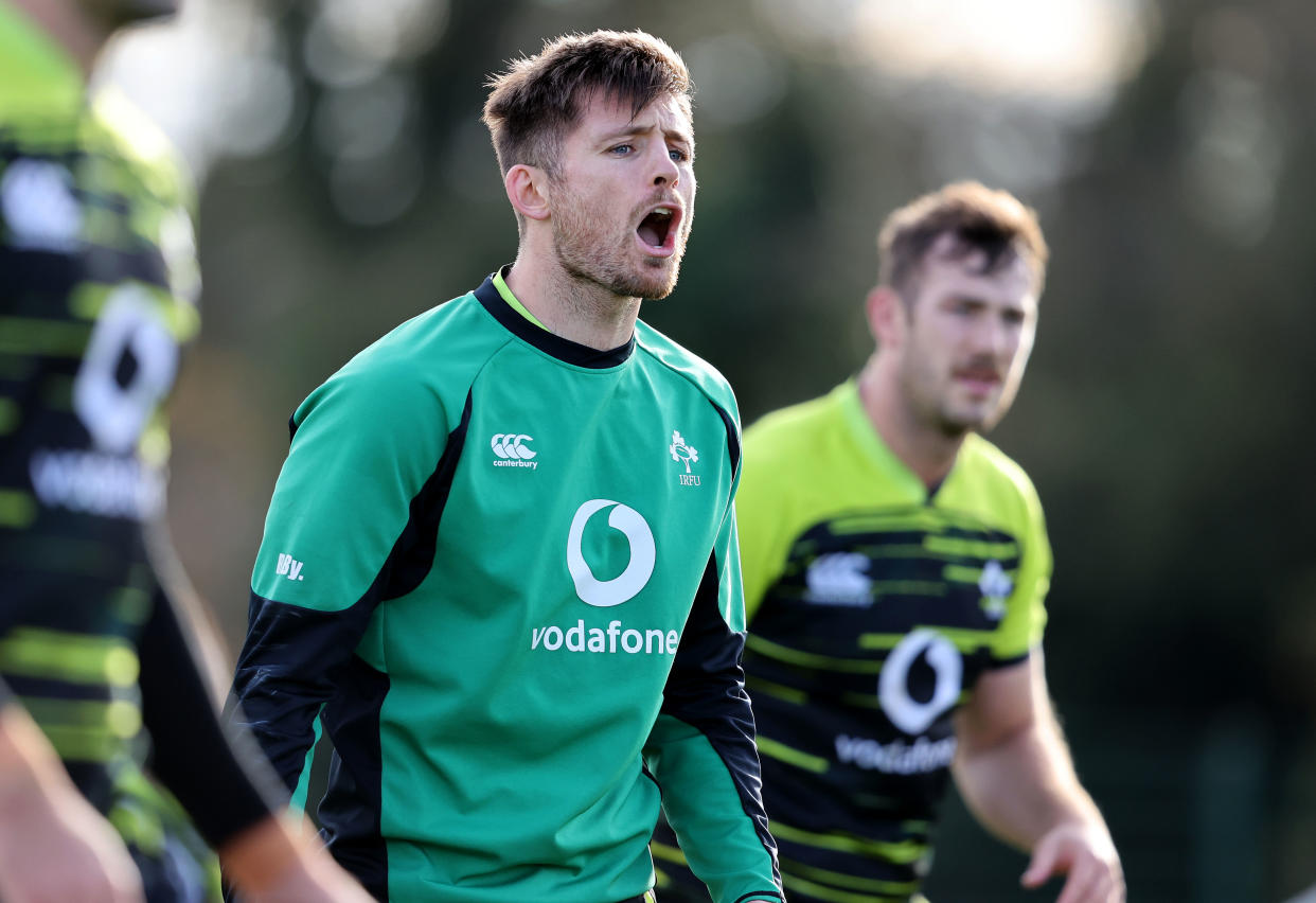 Ireland fly-half Ross Byrne, pictured, has been given the nod to replace injured captain Johnny Sexton against England