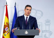 Spain's Prime Minister Pedro Sanchez holds a news conference after an extraordinary cabinet meeting in Madrid, Spain, February 15, 2019. REUTERS/Juan Medina