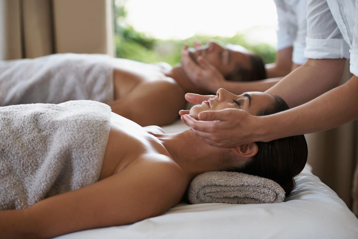 Shot of a mature couple enjoying a relaxing massage