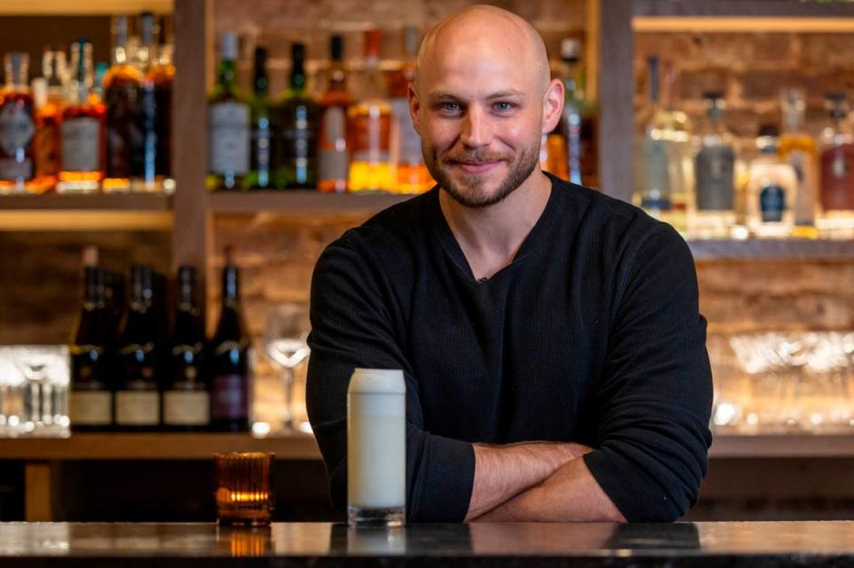 Beverage director Jordan Joseph at Scott Crawford’s new cocktail bar, Sous Terre, at 620 North Person Street below Jolie, Crawford’s French bistro.