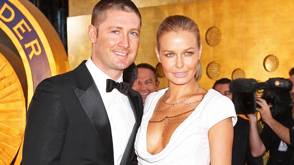 Michael Clarke and Lara Bingle, pictured here at the 2010 Allan Border Medal.