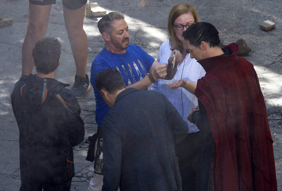 Benedict Cumberbatch and Robert Downey Jr assemble on-set for 'Avengers: Infinity War'