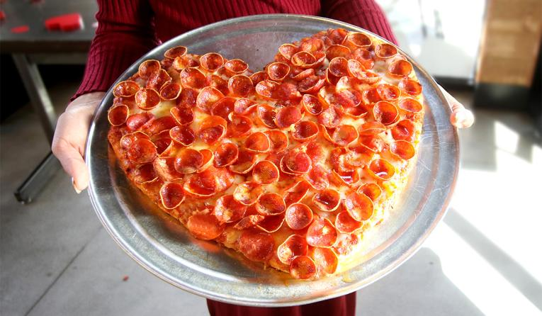 Mountain Mike's heart shaped pizza