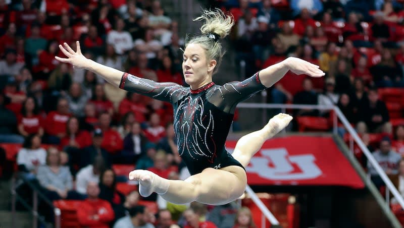 Trailing by .525 after one rotation in Sunday's Gainesville regional final against Florida, Missouri and Michigan State, Utah gymnastics rallied to finish second and earn a 48th trip to the NCAA gymnastics championships.