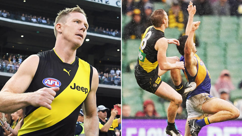 Richmond's Jack Riewoldt was penalised twice against West Coast for studs up.