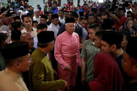 Malaysia’s former Prime Minister Najib Razak attends the United Malays National Organisation (UMNO) 72th anniversary celebrations in Kuala Lumpur, Malaysia May 11, 2018. REUTERS/Athit Perawongmetha/Files