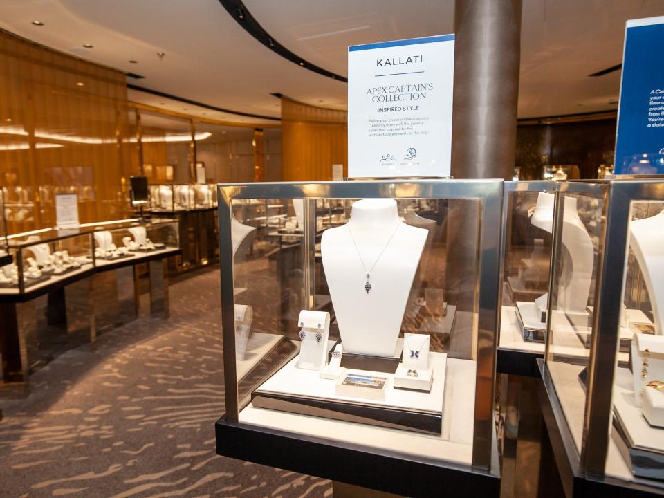 Celebrity Apex themed jewelry inside a shop
