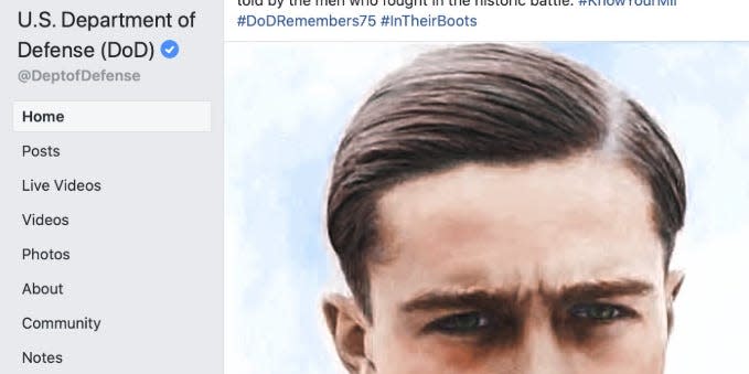 The now-deleted DoD Facebook post featuring the photo of a Nazi war criminal