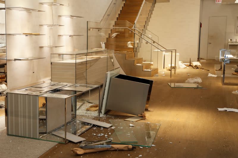 Looted Dior Gold Coast shop is seen in Chicago