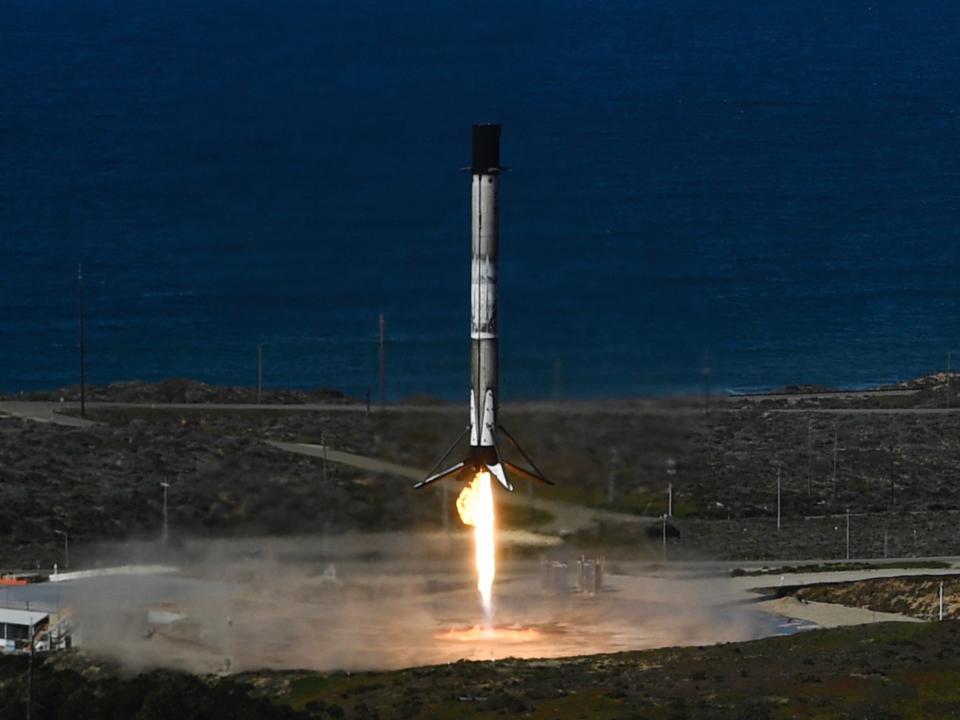 SpaceX booster returning to Earth.