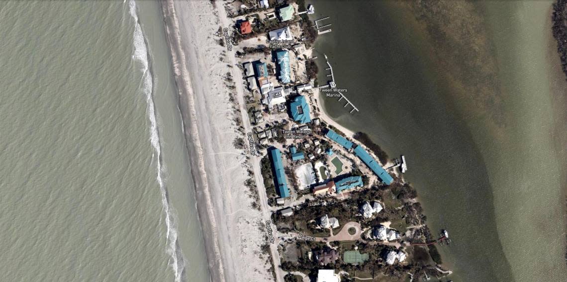 This image of ‘Tween Waters Island Resort and Captiva Yacht Club in Captiva, Florida, was taken Sept. 29, 2022. The image is from NOAA’s Emergency Response Imagery website and shows the damage from Hurricane Ian.