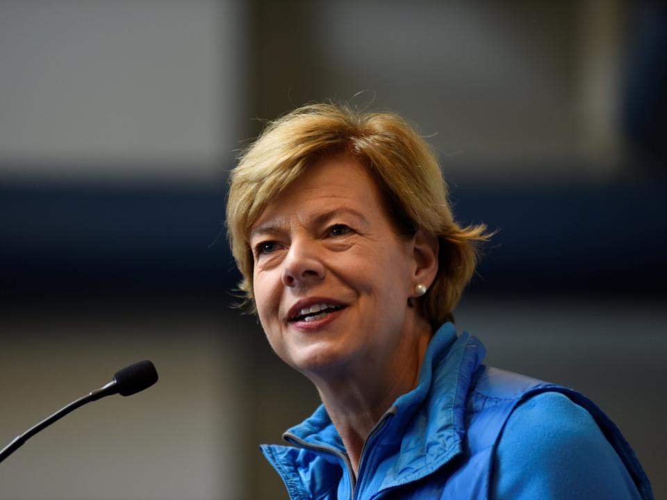 Tammy Baldwin speaks at a campaign event