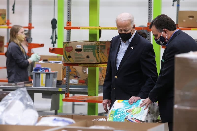 U.S. President Joe Biden tours Houston Food Bank in Houston, Texas