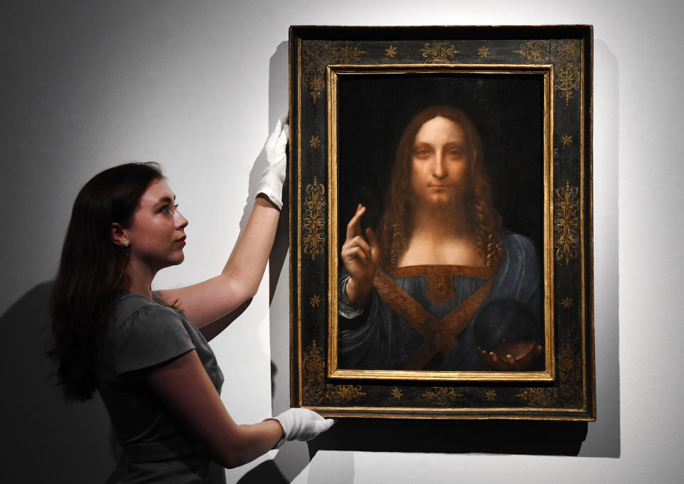 Leonardo da Vinci's painting 'Salvator Mundi' was sold at auction in New York on Nov. 15, 2017.