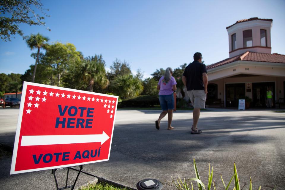 Scenes outside Precinct 23, located inside the Unity Church of Vero Beach, on Election Day, Tuesday, Nov. 8, 2022, in Vero Beach, Fla.