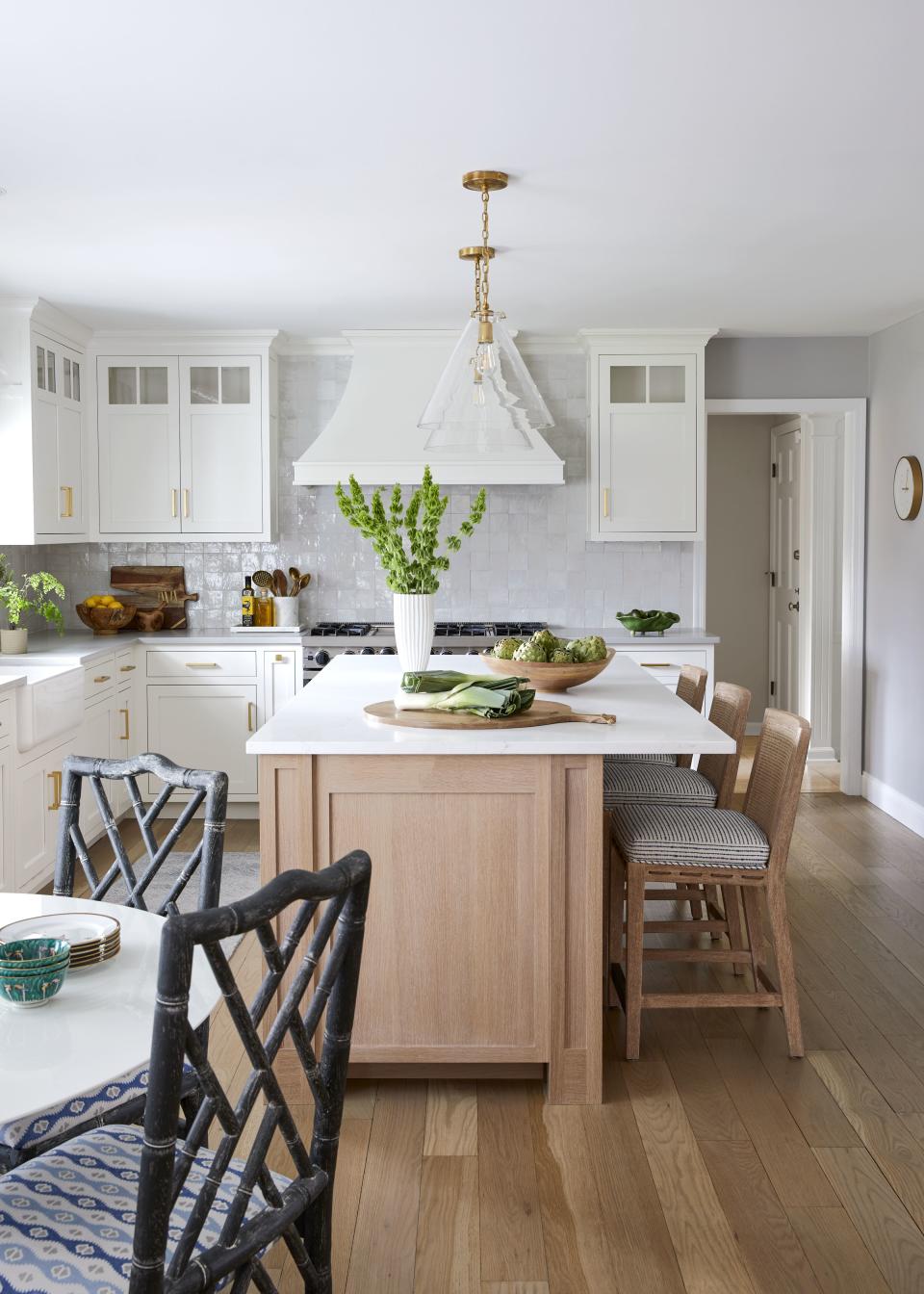 A kitchen with zellige tiles