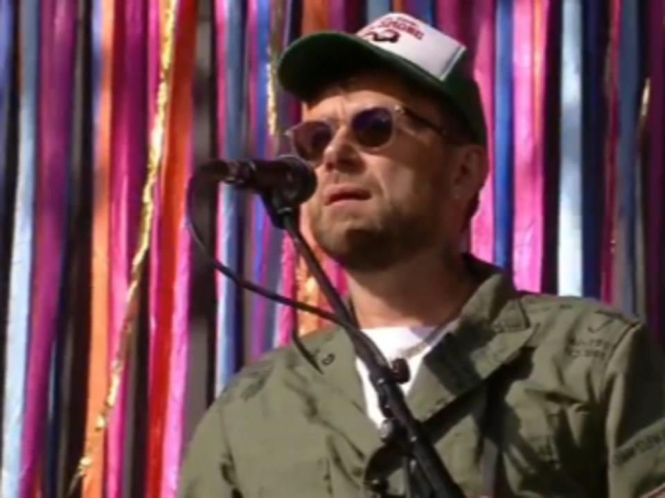 Damon Albarn made a surprise appearance at Glastonbury during Bombay Bicycle Club’s set (BBC)