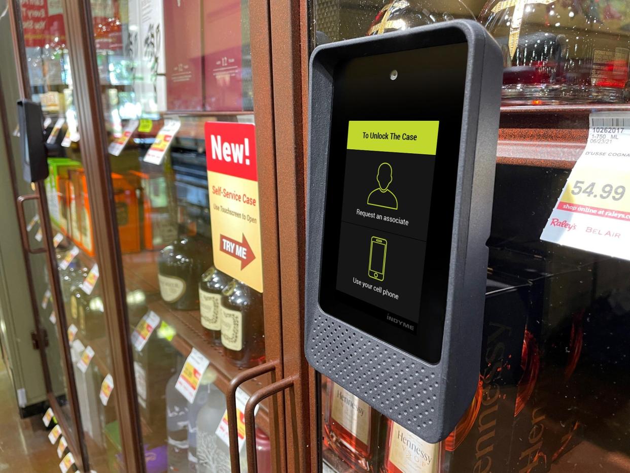 A self-service kiosk for the Freedom Case made by Indyme.