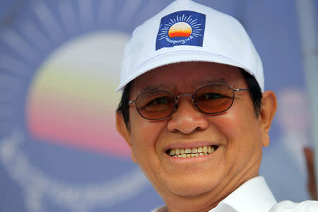 Kem Sokha, President of the Cambodia National Rescue Party (CNRP), smiles during a local election campaign in Phnom Penh, Cambodia May 20, 2017. REUTERS/Samrang Pring