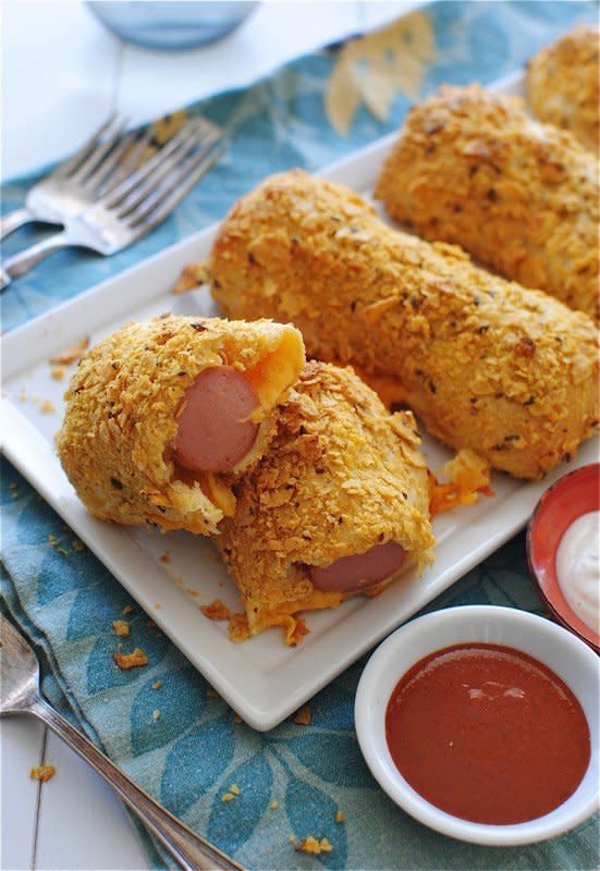 <strong>Get the <a href="http://bevcooks.com/2013/08/crunchy-nacho-crescent-dogs-tablespoon-tuesdays/" target="_blank">Crunchy Nacho Crescent Dogs recipe</a>&nbsp;from Bev Cooks</strong>